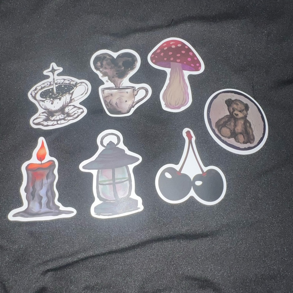 3 for $12 Vintage Aesthetic Sticker Set - Black, Gray, Red